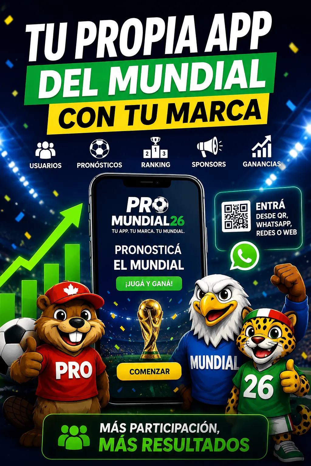 ProMundial 26: la app de pronósticos del Mundial 2026 que desarrollamos de punta a punta. Usuarios, pronósticos, ranking y sponsors.